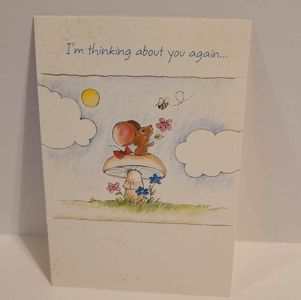 Vintage Ambassador Mouse & Mushroom Thinking of You Card - New